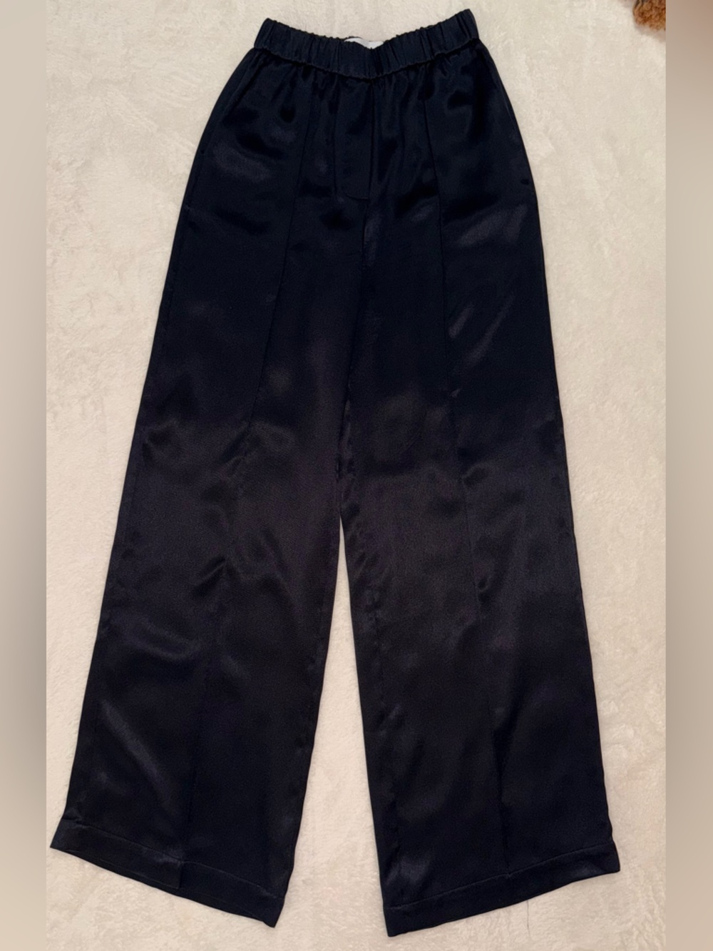 LOEWE Silk Navy Wide-Leg Trousers